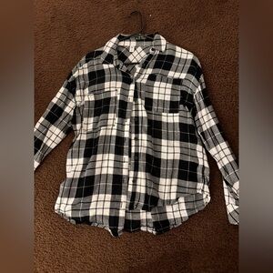 BP Black and White Plaid Button-Up Shirt